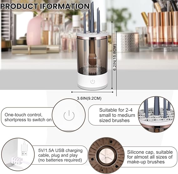 Electric Makeup Brush Cleaner & Dryer – Automatic Multi Brush Cleaning Machine