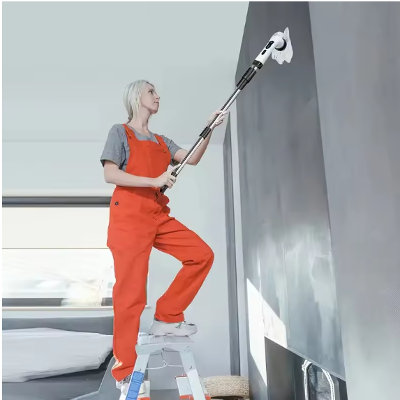 Electric Spin Scrubber with 7 Brush Heads - Cordless Floor Cleaner with Adjustable Handle, USB Rechargeable